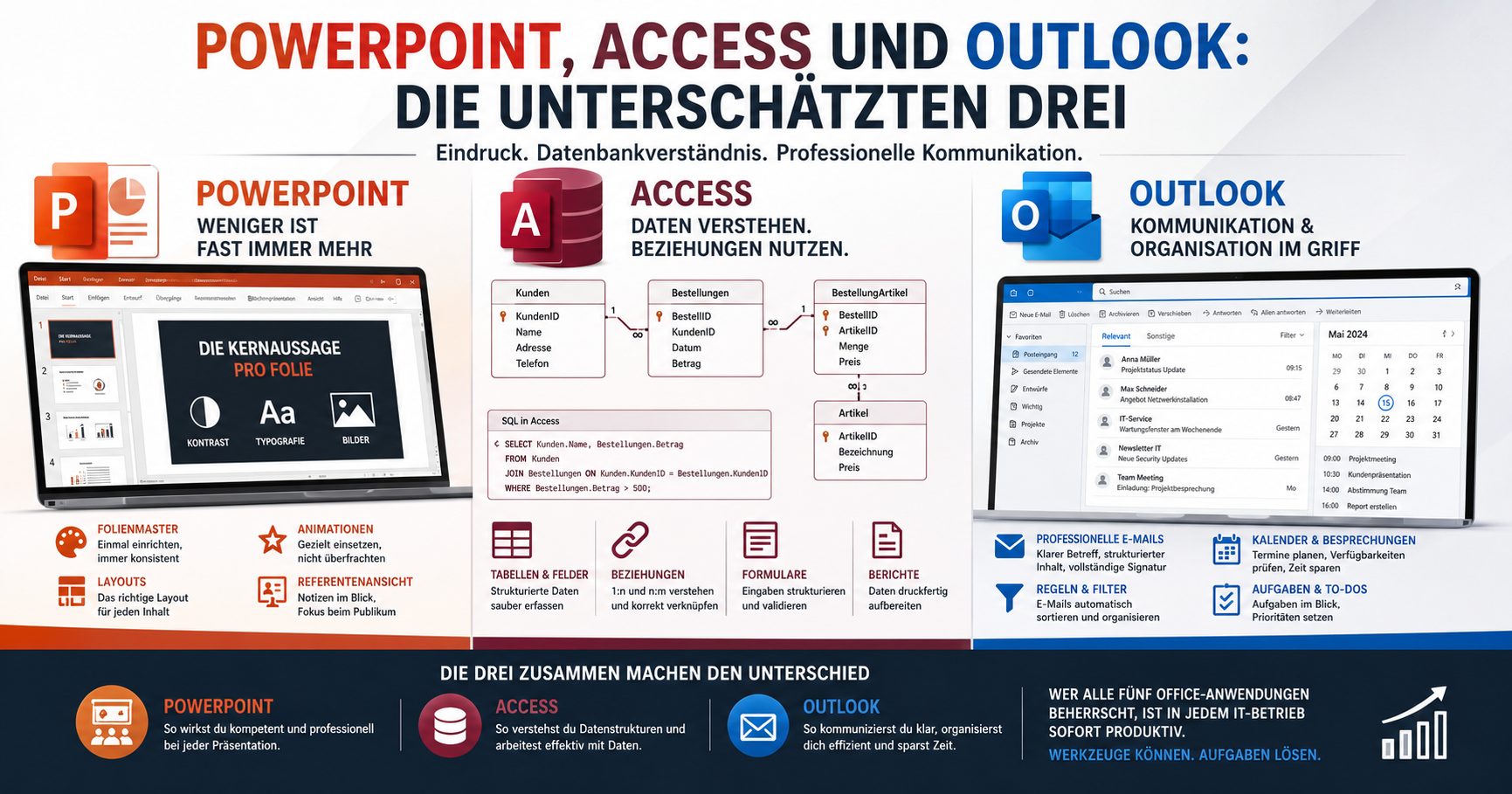 PowerPoint, Access und Outlook: Die unterschätzten drei