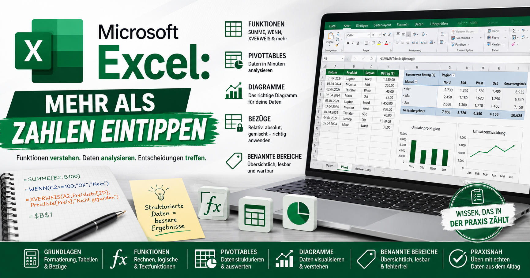 Microsoft Excel: Mehr als Zahlen eintippen
