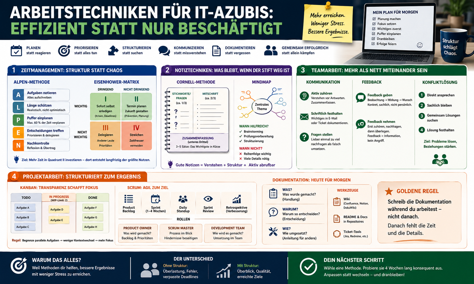 Arbeitstechniken für IT-Azubis: Effizient statt nur beschäftigt