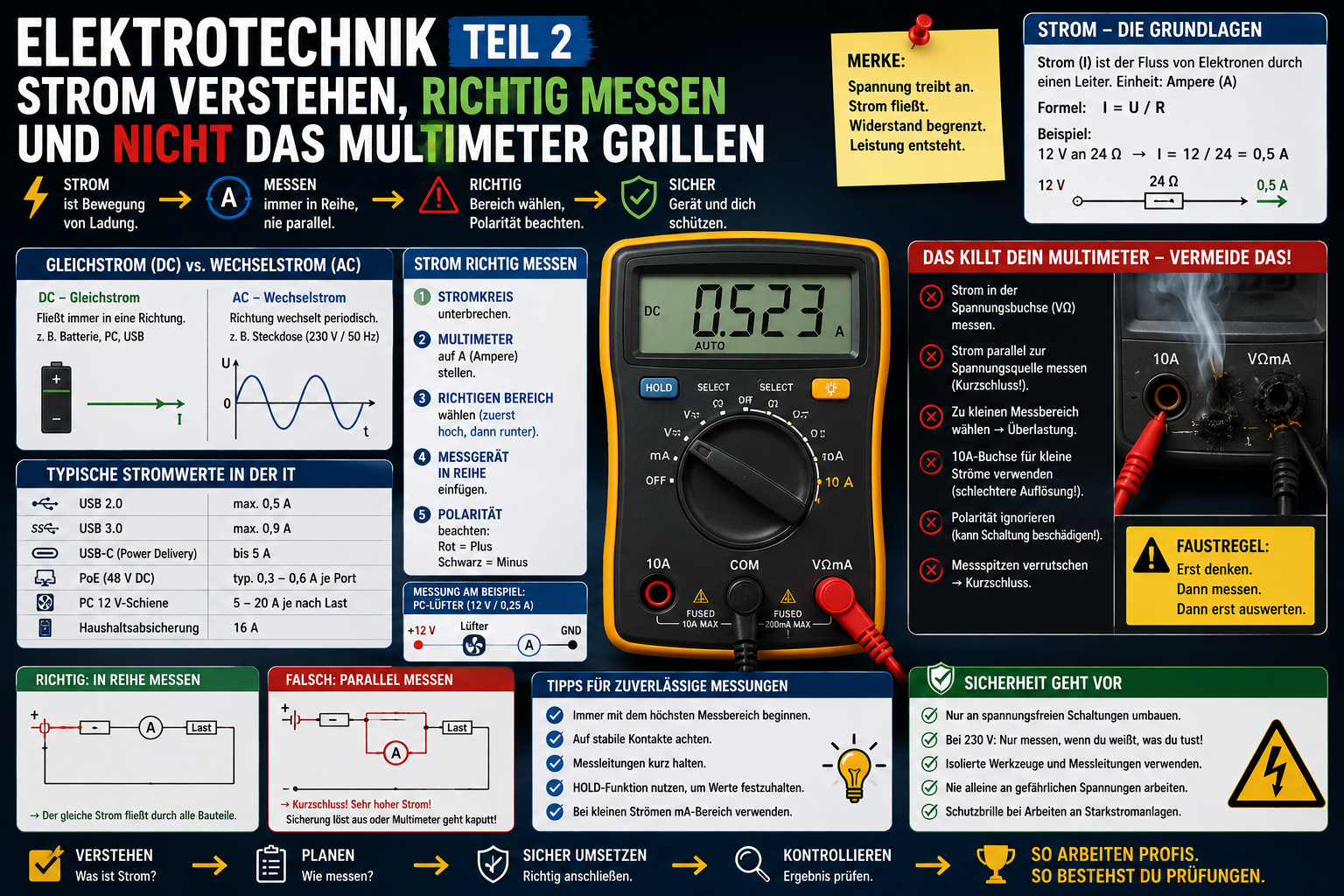 Elektrotechnik, Teil 2: Strom verstehen, richtig messen und nicht das Multimeter grillen